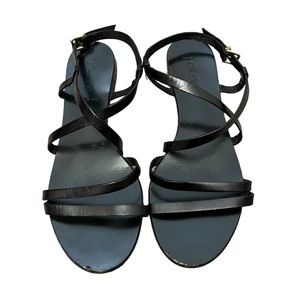 J. Crew Black Leather Strappy Sandals